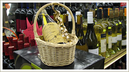 Wine gift basket fine wine bottles present rare bottle of wine in a basket